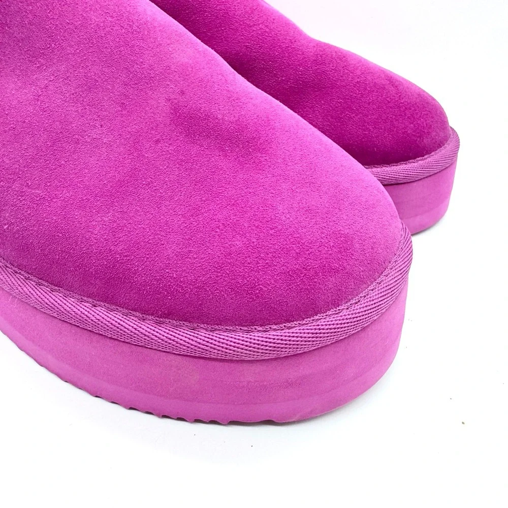 Fireside x Dearfoams Kingston Genuine Shearling Platform Bootie Mystic‎ Purple 9